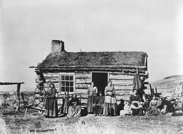 Framed Print : Mormon Family Outside Log Cabin Framed Print : Mormon Family Outside Log Cabin