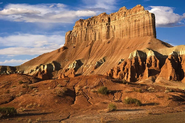 Morning light on Wild Horse Butte in Goblin Valley State Park, part of the San Rafael Swell desert in southern Utah, USA