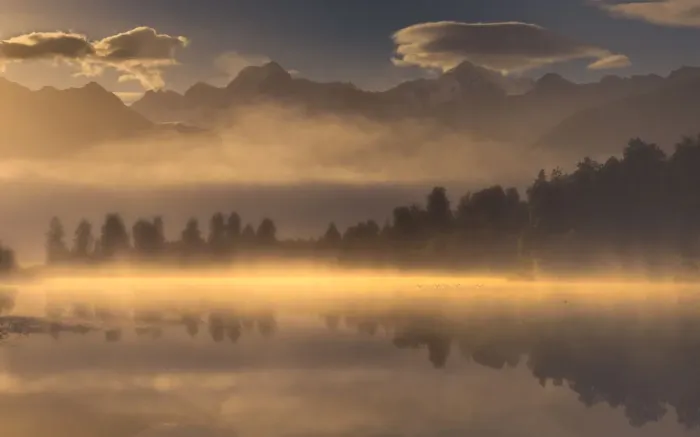 Framed Print : Morning mist at Lake Matheson
