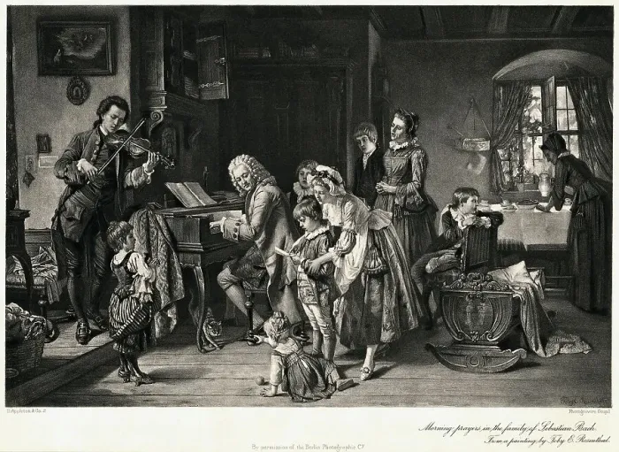 Framed Print : Morning Prayers in the Family of Sebastian Bach Photogravure Framed Print : Morning Prayers in the Family of Sebastian Bach Photogravure