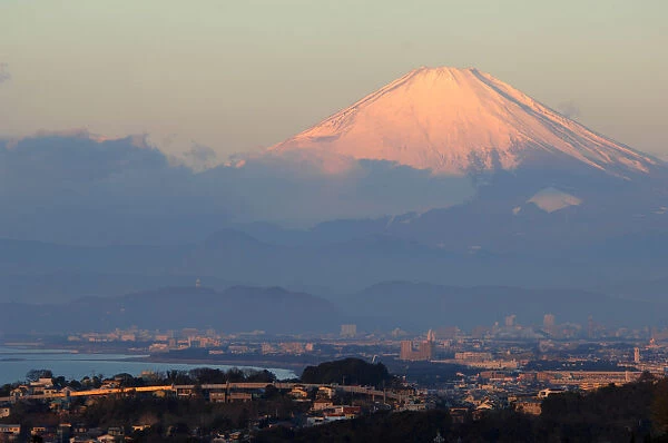 Morning red-colored Mt. Fuji