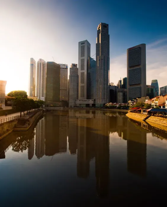Framed Print : Morning scene of Boat Quay reflection Framed Print : Morning scene of Boat Quay reflection