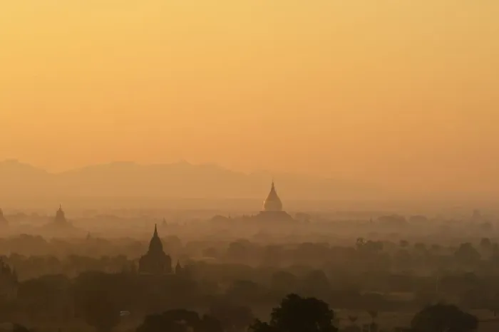Framed Print : Morning scene in Old Bagan, Myanmar