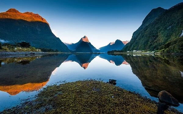 Morning view of Milford sound with reflection