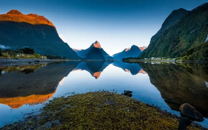 Framed Print : Morning view of Milford sound with reflection Framed Print : Morning view of Milford sound with reflection