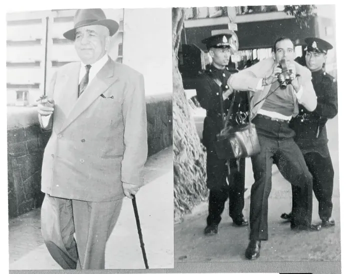 Framed Print : Morris Cohen Posing With Cane and Cameraman Confronting Policemen Framed Print : Morris Cohen Posing With Cane and Cameraman Confronting Policemen