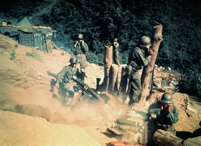 Framed Print : Mortar Crew Firing Framed Print : Mortar Crew Firing