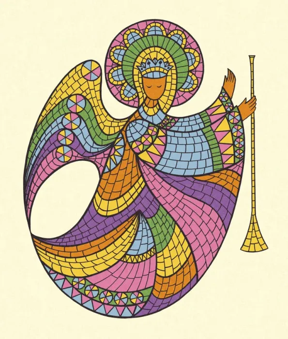 Framed Print : Mosaic Angel With Horn Framed Print : Mosaic Angel With Horn