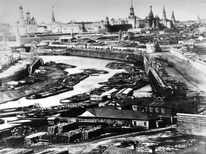 Framed Print : Moscow. circa 1869: A view of Moscow from the east, showing St Basils cathedral Framed Print : Moscow. circa 1869: A view of Moscow from the east, showing St Basils cathedral