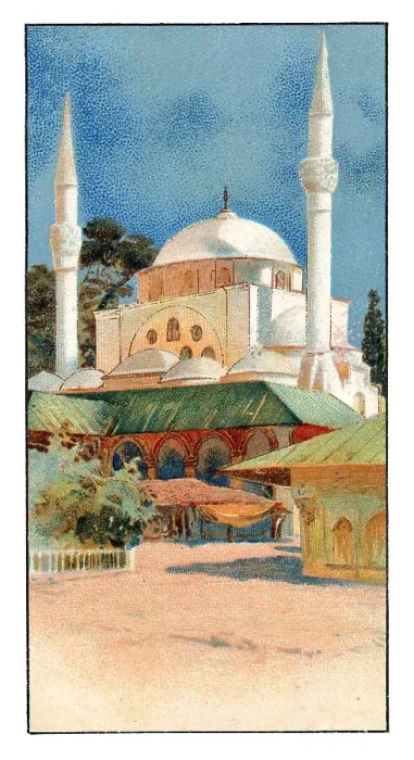 Framed Print : Mosque in Istanbul Turkey art nouveau illustration Framed Print : Mosque in Istanbul Turkey art nouveau illustration