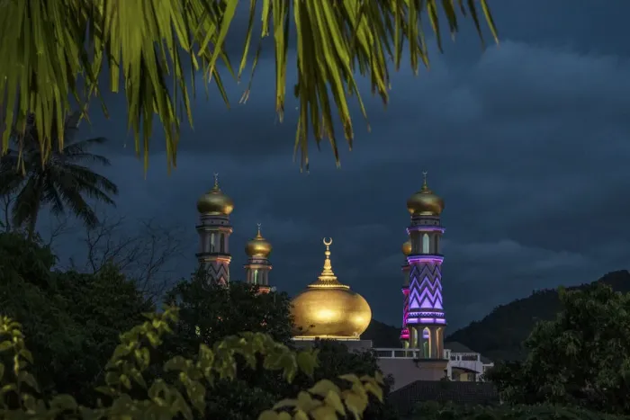 Framed Print : Mosque in Krabi at night Framed Print : Mosque in Krabi at night