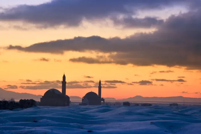 Framed Print : Mosques at sunset, Tusba near Van, Van Province, Turkey Framed Print : Mosques at sunset, Tusba near Van, Van Province, Turkey