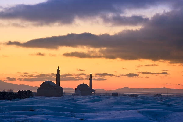 Mosques at sunset, Tusba near Van, Van Province, Turkey