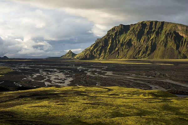 Mossy Mt. Hafursey, Mulakvisl river, South Coast, Iceland, Europe