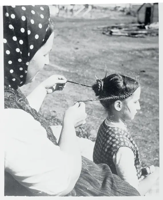 Framed Print : Mother Braiding Her Daughter's Hair Framed Print : Mother Braiding Her Daughter's Hair