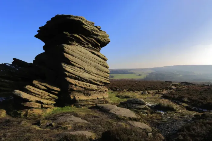 Framed Print : Mother Cap Gritstone rock formation Millstone Edge