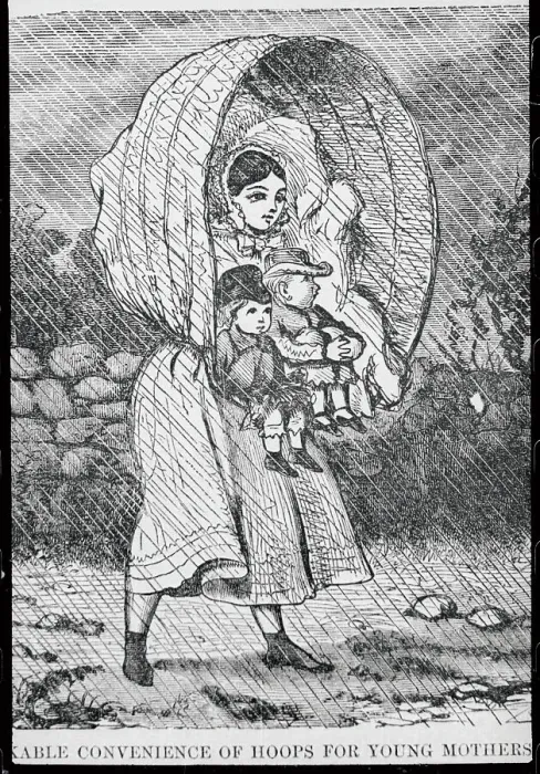 Framed Print : Mother Carrying Children in Rain with Covering