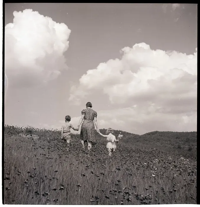 Framed Print : Mother and Children in Field Framed Print : Mother and Children in Field