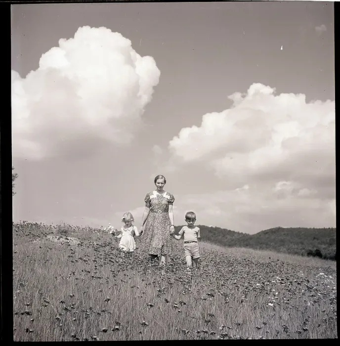 Framed Print : Mother and Children in Field Framed Print : Mother and Children in Field