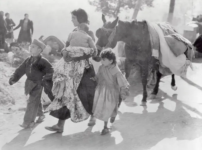 Framed Print : Mother and Children Fleeing Spain with Their Possessions Framed Print : Mother and Children Fleeing Spain with Their Possessions