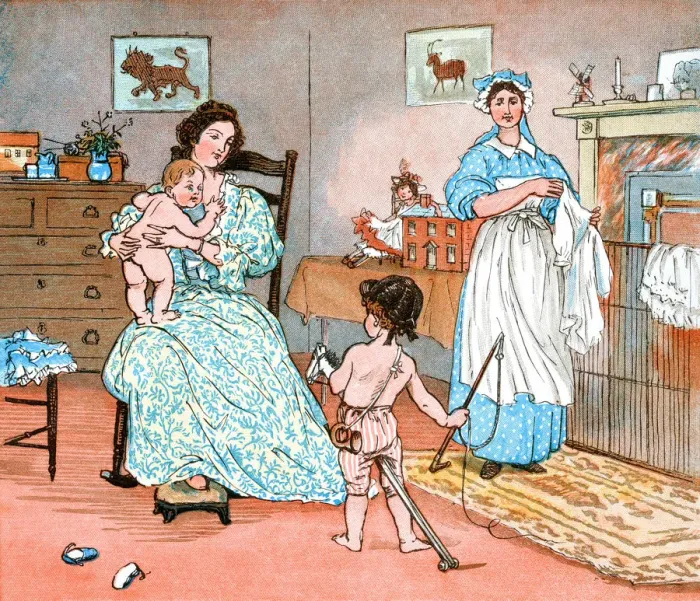 Framed Print : Mother, children and nursemaid in the nursery Framed Print : Mother, children and nursemaid in the nursery