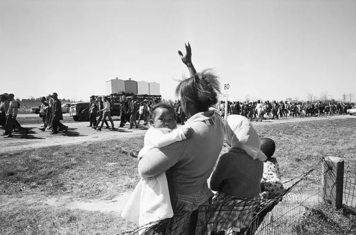 Framed Print : Mother And Children Wave To Marchers Framed Print : Mother And Children Wave To Marchers