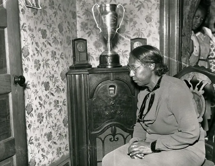 Framed Print : Mother of Jesse Owens Listening to Radio