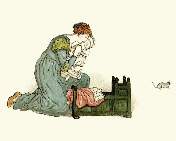 Framed Print : Mother protecting her baby from a rat Framed Print : Mother protecting her baby from a rat