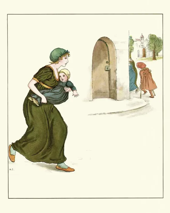 Framed Print : Mother running after her children Framed Print : Mother running after her children