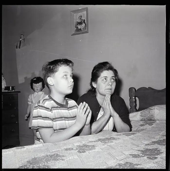 Framed Print : Mother and Son Pray For Lost Child