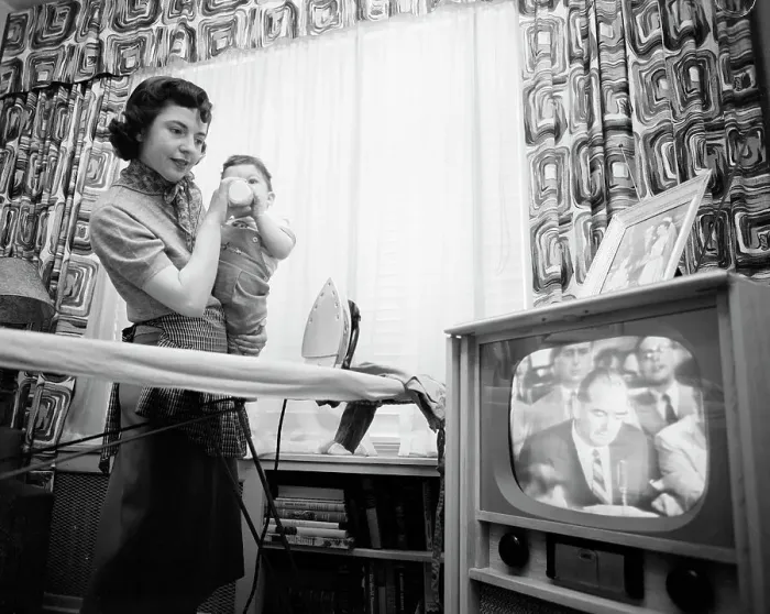 Framed Print : Mother and Son Watching McCarthy Hearings on TV Framed Print : Mother and Son Watching McCarthy Hearings on TV