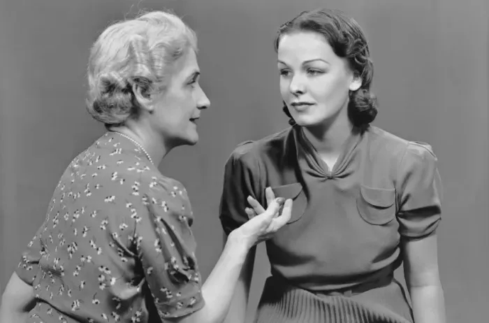 Framed Print : Mother talking w / adult daughter Framed Print : Mother talking w / adult daughter
