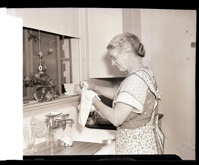 Framed Print : Mother Washing Dishes Framed Print : Mother Washing Dishes