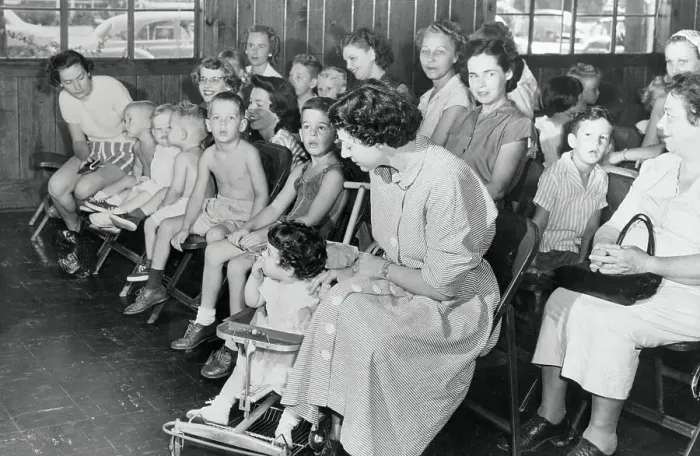 Framed Print : Mothers and Relatives with Children Gathered for Polio Vaccine Framed Print : Mothers and Relatives with Children Gathered for Polio Vaccine