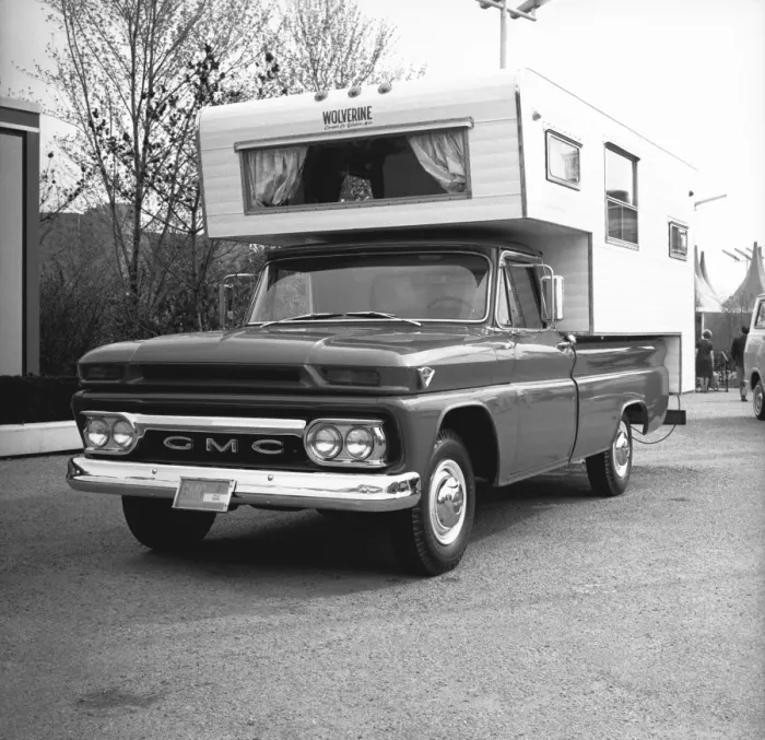 Framed Print : Motor home on road, (B&W) Framed Print : Motor home on road, (B&W)