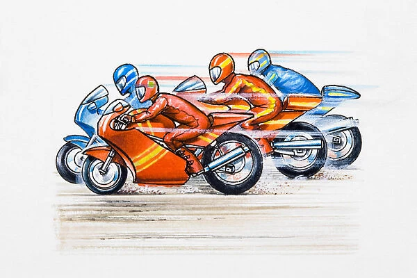 Four motorbike racers