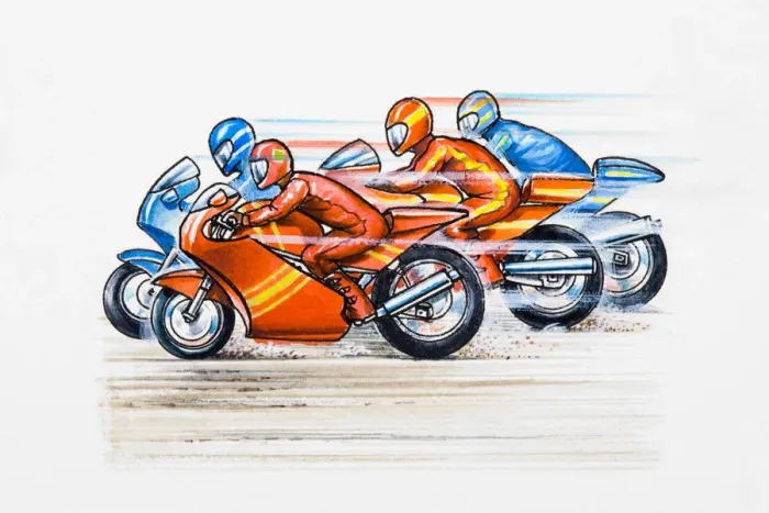 Framed Print : Four motorbike racers Framed Print : Four motorbike racers