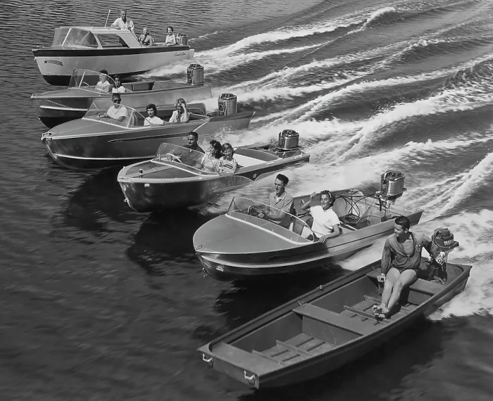 Framed Print : Motorboats In Line Framed Print : Motorboats In Line