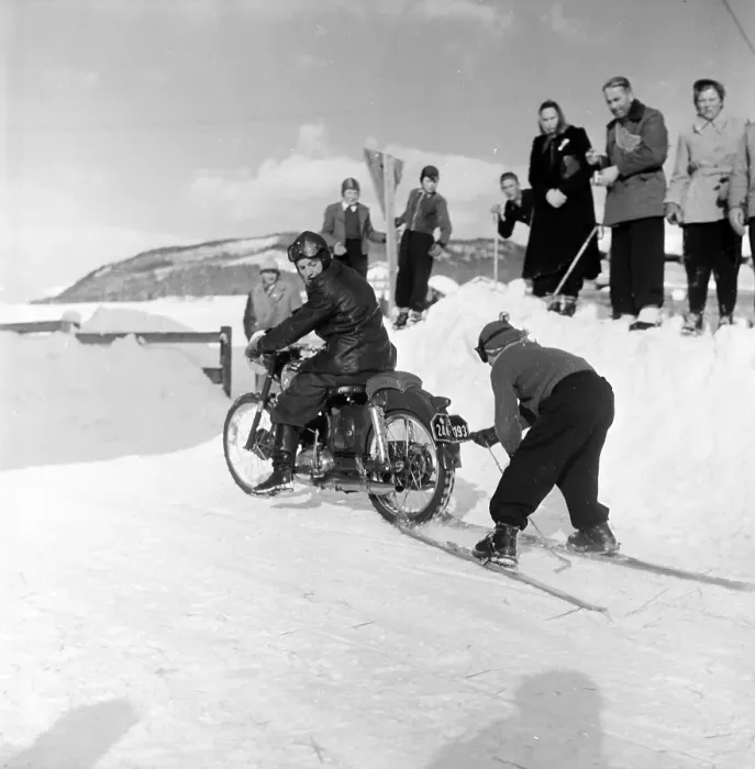 Framed Print : Motorcycle Skiing Framed Print : Motorcycle Skiing