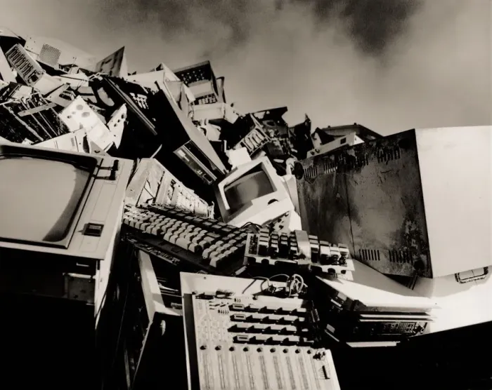 Framed Print : Mound of discarded computers and computer parts (B&W) Framed Print : Mound of discarded computers and computer parts (B&W)