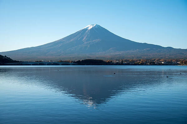 Mount Fuji reflected in Kawaguchi lake