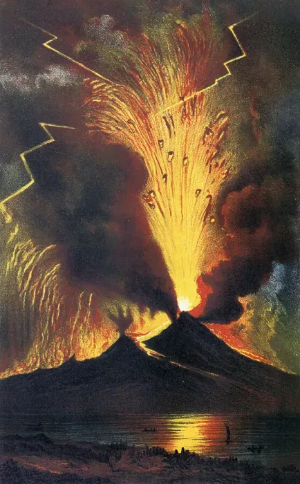 Framed Print : Mount Vesuvius Exploding into the Night Framed Print : Mount Vesuvius Exploding into the Night