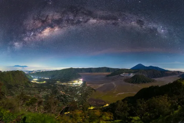 Framed Print : Mountain Bromo and the milky way