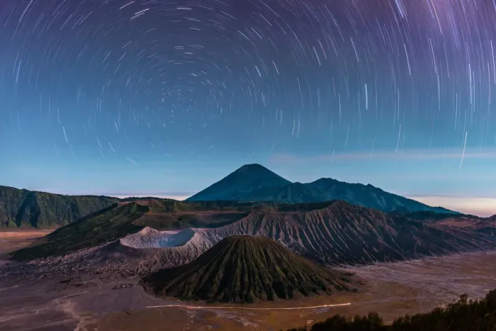 Framed Print : Mountain Bromo and the star trails Framed Print : Mountain Bromo and the star trails