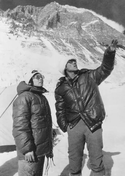 Framed Print : Mountain Climber Junko Tabei Conversing with Sherpa Framed Print : Mountain Climber Junko Tabei Conversing with Sherpa