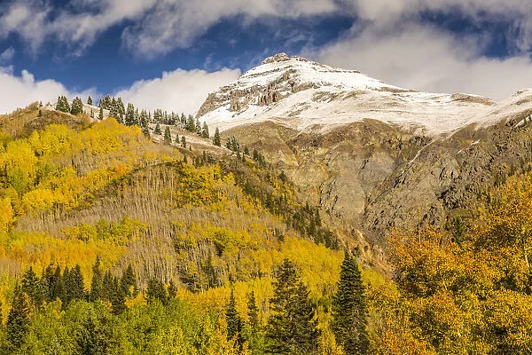 Mountain and forest in autumn, Red Mountain Pass, Colorado, USA