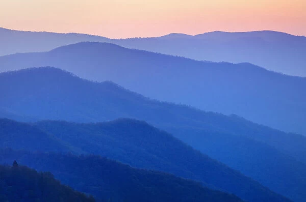 Mountain landscape at sunrise, Great Smoky Mountains National Park, North Carolina, USA