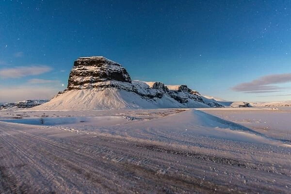 Mountain Lomagnupur in winter season, Iceland