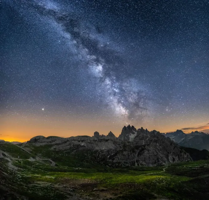 Framed Print : Mountain panorama in the Italy at the night time. Beautiful natural landscape in