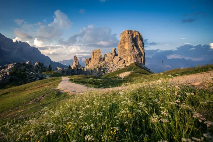 Framed Print : mountain peaks cinque torri in the italian dolomites, South Tyrol, Italy